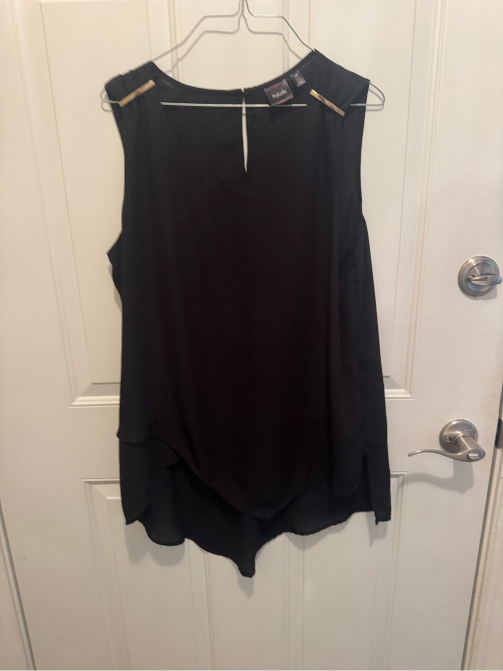 Rafaella Black Sleeveless Layered Camisole with Gold Accents